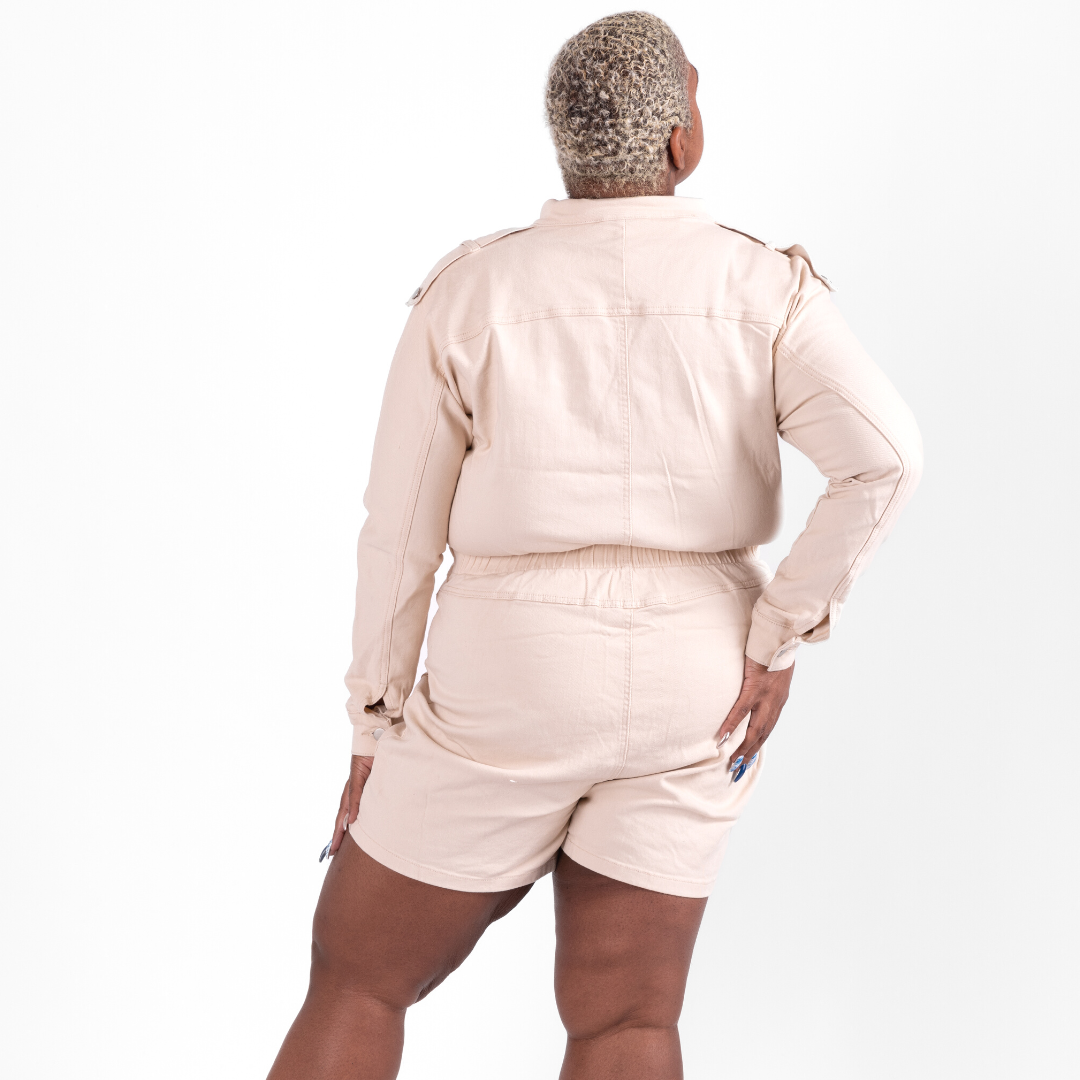 Miranda | Ivory Utility Denim Romper | West-McCoy