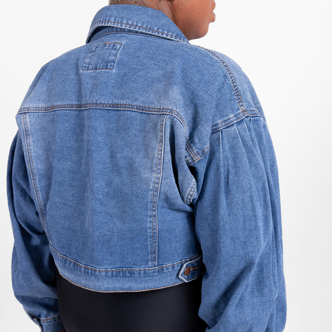 Olivia | Medium Blue Cropped Denim Jacket